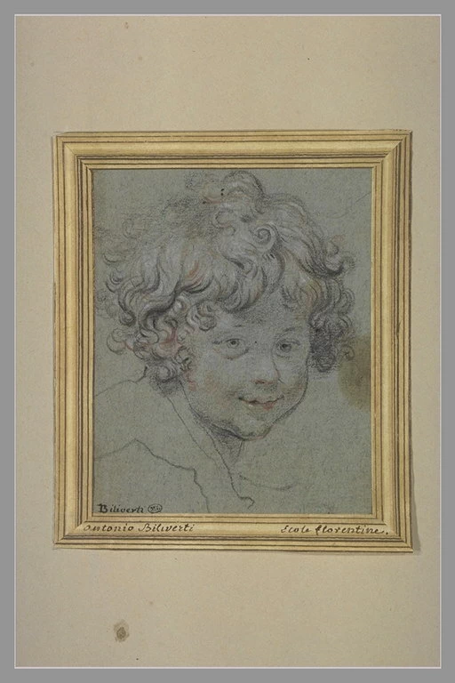 Testa di bambino vista di fronte, capelli ricci - Museo del Louvre, Parigi